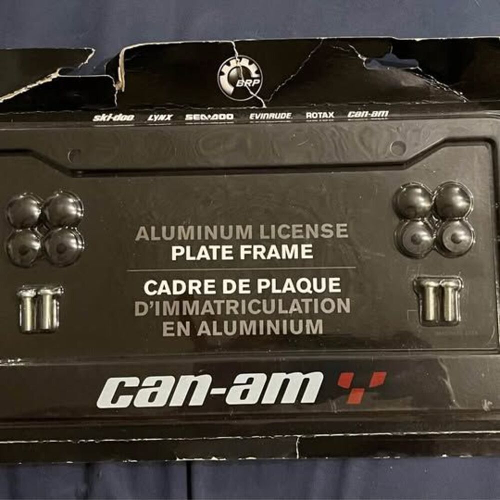 Can-Am Aluminum License Plate Frame Black with Bolts NEW